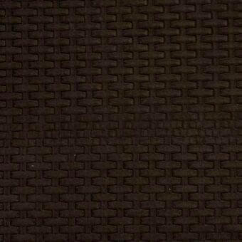 Dark brown nubuk leather rug with repeating geometric squares and rectangles in a dense grid pattern, exhibiting a soft, matte texture.